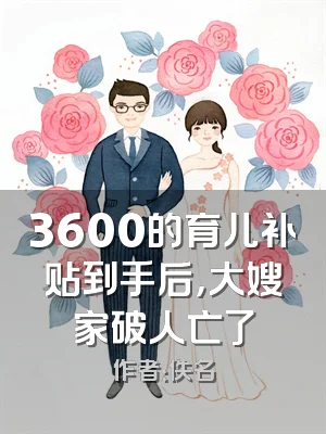 3600的育儿补贴到手后，大嫂家破人亡了