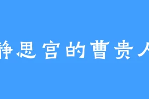 静思宫的曹贵人