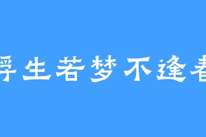 浮生若梦不逢春